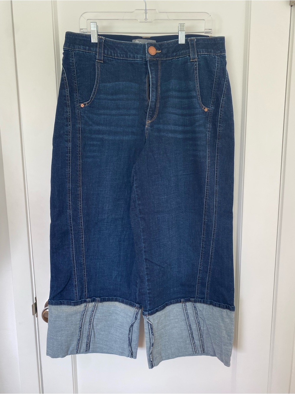 Democracy Indigo Wide-Leg Crop Jeans with Light Cuff